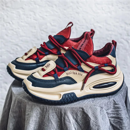 Fashion Platform Vulcanized Sneakers Men Korean Casual Shoes for Men Wear Resistant Street Style Men's Chunky Sneakers Shoes
