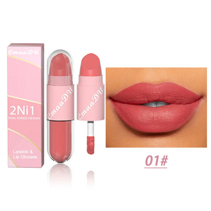 18 Colors 2 in 1 Matte Lipstick Liquid Purple Lip Glaze Double Head Lip Makeup Lasting Waterproof Velvet Sexy Dark Red...