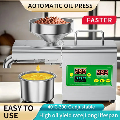 X3S 600W Intelligent Oil Press Machine 220V 110V Stainless Steel Cold And Hot Press 20+ Oil Seeds Real-Time Temperature...