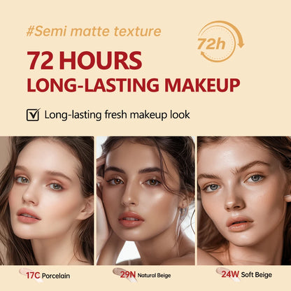 Sunscreen Cushion Foundation Fit Cushion Foundation Full Coverage Waterproof Long-lasting Concealer Long-lasting Makeup...