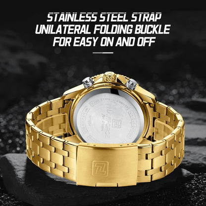 NAVIFORCE Fashion Brand Black Gold Men Watch Fashion Luxury Quartz Wrist Watches Sport Waterproof  Stainless Steel Strap NF9234