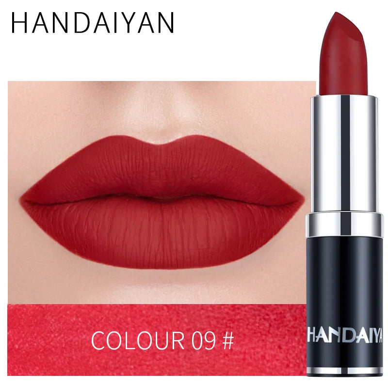 Handaiyan Sexy Nude Red Brown Purple Lipgloss Matte Lip Gloss Velvety Lipstick Matte Waterproof Makeup Long Lasting...