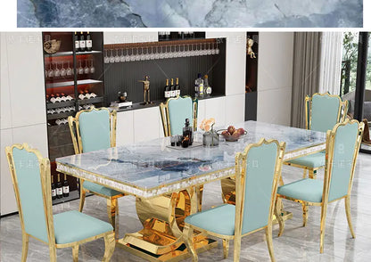 Kitchen Marble Dining Table Restaurant Side Chairs Living Room Study Dining Table Writing Office Muebles Commercial Furniture - Kimlud