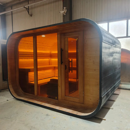 New design Canadian red cedar cube outdoor sauna traditional wooden sauna for home use - Kimlud