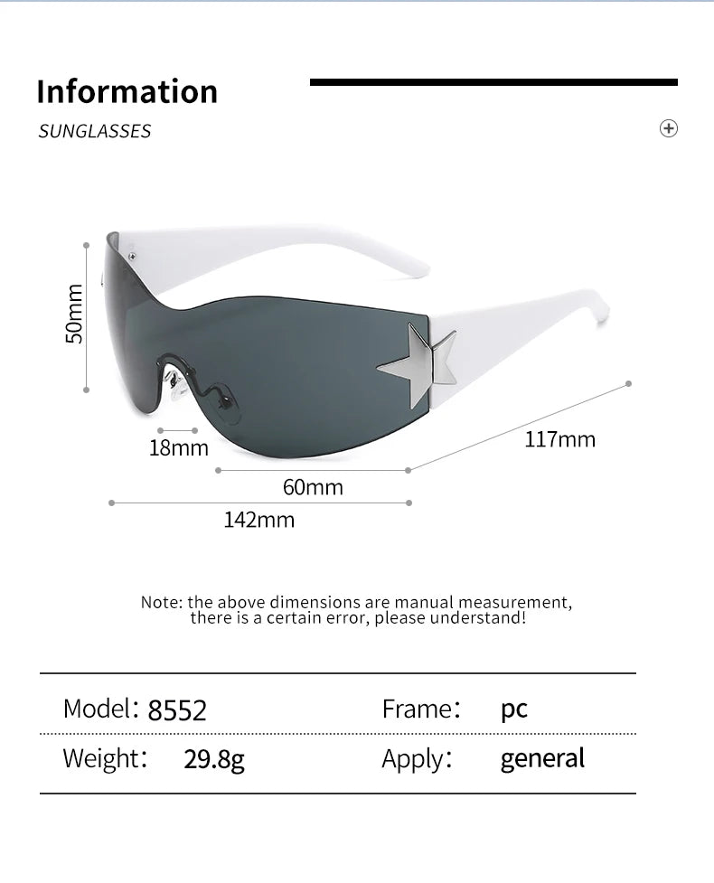 Fashion Sunglasses for Women Men Trendy Shield Wrap Around Sunglasses Oversized Fashion Frameless Sun Glasses