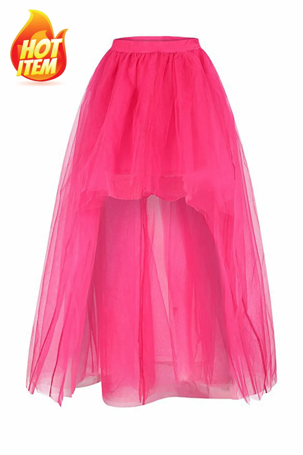 MisShow Hi-Lo Gothic Punk Tutu Skirt Soft Tulle Elastic Waist High Low Mesh Net Halloween Cosplay Costume Maxi Women Dress