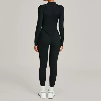 Three-dimensional Long Sleeve Zipper Sport Jumpsuit Women Sportswear One Pieces Gym Clothing Yoga Sets Female Fitness Overalls