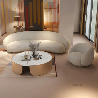 Curved Living Room Sofas Designer Beauty Salon Sofa Clothing Store Rest Area Reception Sofa Cream Style Living Room...