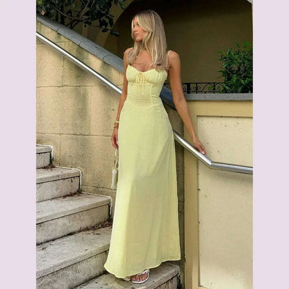 Townlike Elegant Maxi Long Waist Wrap A-line Dress Women Spaghetti Strap 2024 Spring Summer Dress Backless Sexy Party Dresses