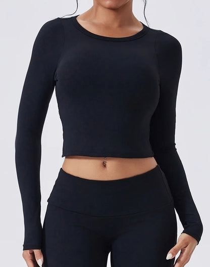 Cloud Hide SEXY Back Grey Yoga Shirts for Women Long Sleeve Pilates Blouse Sports Gym Fitness Top Running T-Shirt Workout Shirt - Kimlud
