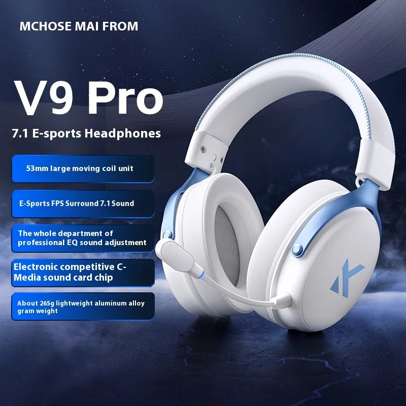 Mchose V9 Pro E-Sports Gaming Headphone Bluetooth Tri-Mode Wireless 7.1 Noise Reduction Moving Coil Low Latency Mic Headphone