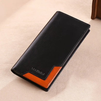 Wallet Men's Genuine Leather New Wallet Long Card Bag Storage Silver Foreskin Clip Hand-Held Bag Gift | Kimlud Mid Range...