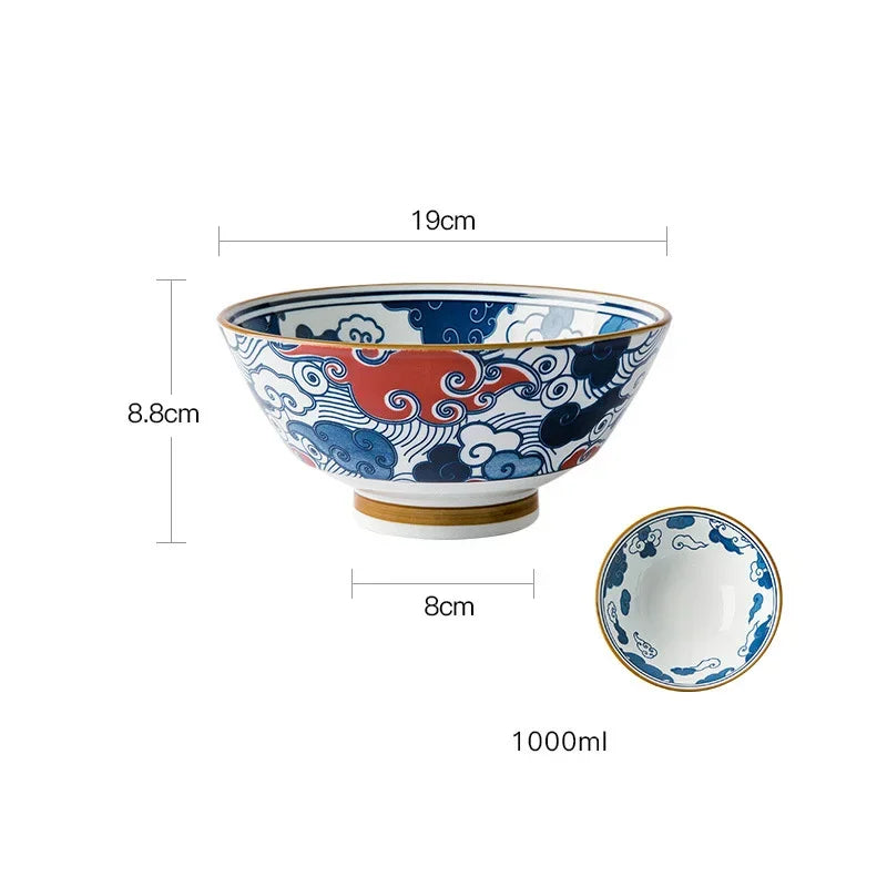 Japanese 7.5 Inch Hat Bowl Retro Ceramic Ramen Soup Bowl Fruit Vegetable Salad Noodle Kitchen Tableware | Kimlud Premium...