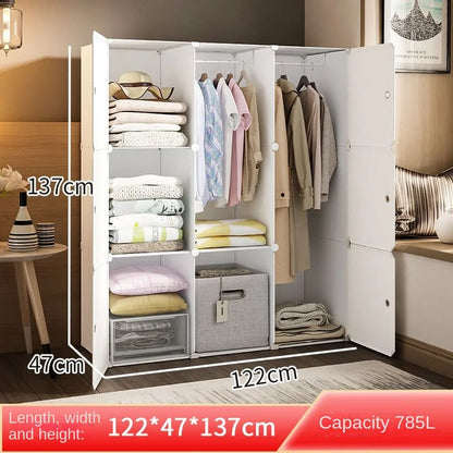 New Style Collapsible Bedroom Furniture Assemble Wardrobe Plastic Durable Clothes Cabinets Simplicity Large Space Storage Locker - Kimlud