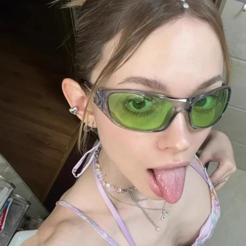 Y2K Sports Punk Sunglasses for Women Brand Designer Square Goggle Men Luxury Sun Glasses UV400 Colorful Mirror Eyewear - Kimlud