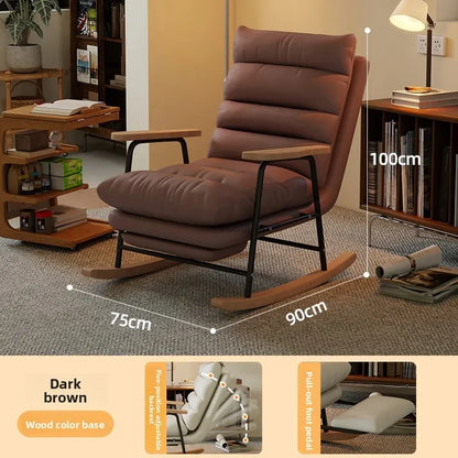 Modern Adjustable Backrest Leisure Living Room Chairs Luxury Rocking Chair for Bedroom Small Apartment Armchair Home Furniture - Kimlud