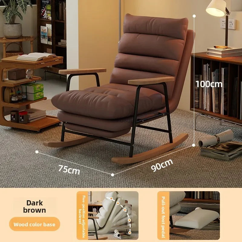 Modern Adjustable Backrest Leisure Living Room Chairs Luxury Rocking Chair for Bedroom Small Apartment Armchair Home Furniture - Kimlud