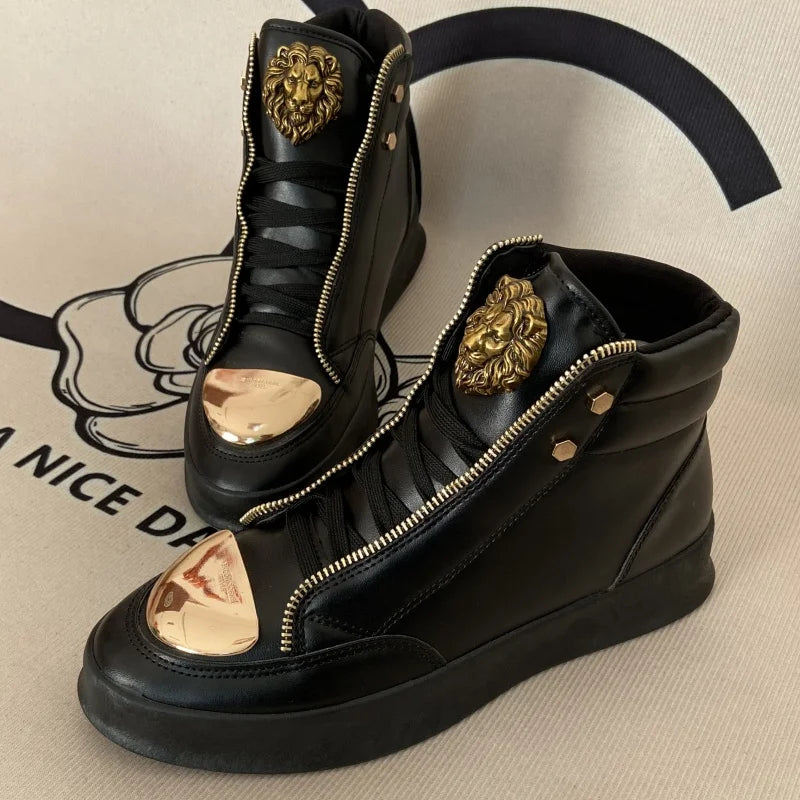 original shoes brand high top casual shoes for man zip decoration casual sneakers mens ankle boots sports hip-hop running shoes - Kimlud