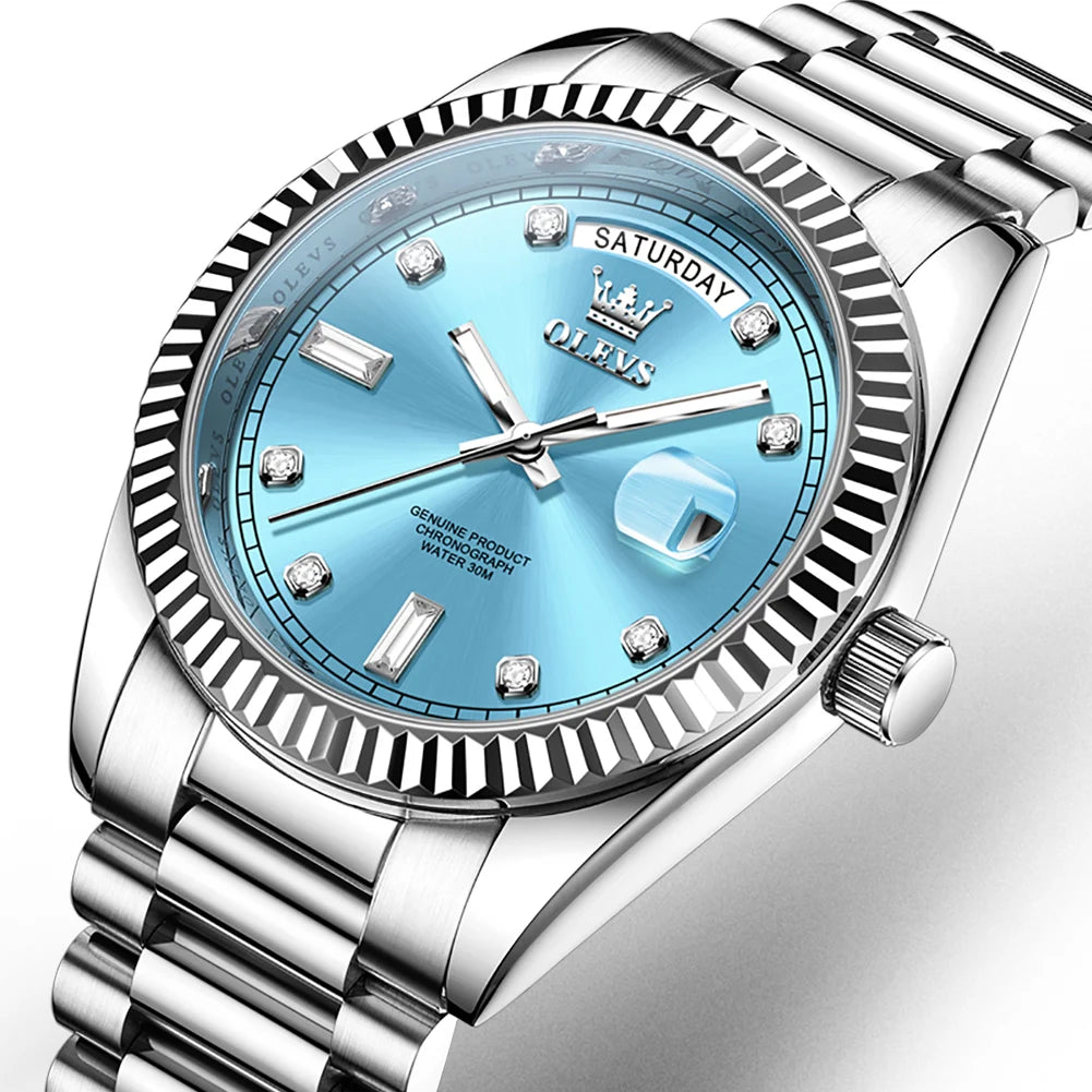 OLEVS Men's Fully Automatic Mechanical Watch Gold Stainless Steel Date Men's Night Light Waterproof Business Watch |...