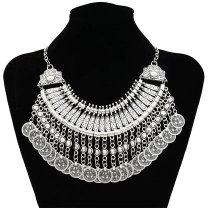 Gypsy Boehmian Hippie Collar Necklaces for Women Big Chunky Tibetan Silver Metal Necklace Festival Turkish Party Jewelry...