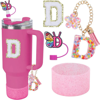 Accessories for Stanley Cup 40oz 30oz Letter Charms for Handle Silicone Boot,Straw Cover Topper & Sticker Charms