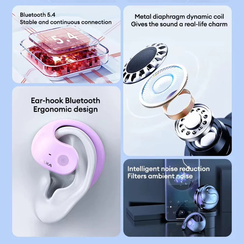 PAXA X15 PRO Wireless Bluetooth Earphones 5.4 Hi-Fi HD Call Stereo Headset IPX5 Sports Game Music Hanging Ear Headphones Mic