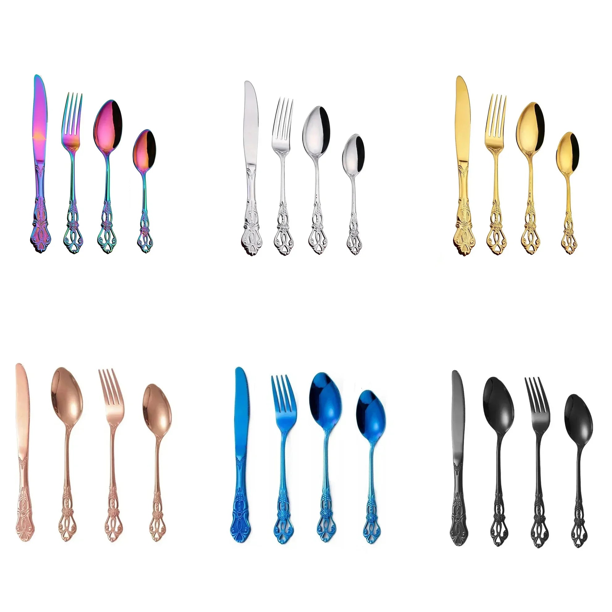 Golden Stainless Steel Cutlery Set Royal European Spoon Fork Complete Tableware Retro Design Dishwasher Safe Elegant...