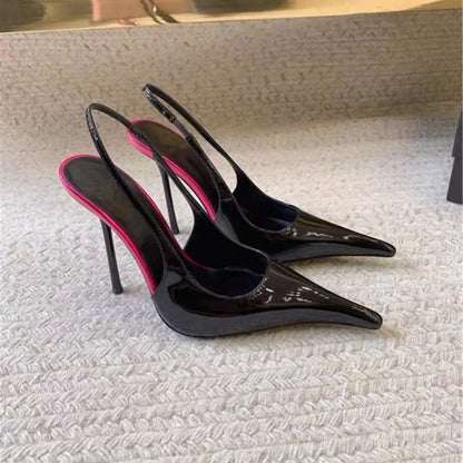 New Sexy Pointed Toe High Heeled Shoes for Woman's Thin Heels Slip-On Summer Pumps Luxury Lady Black Wedding Party Sandal