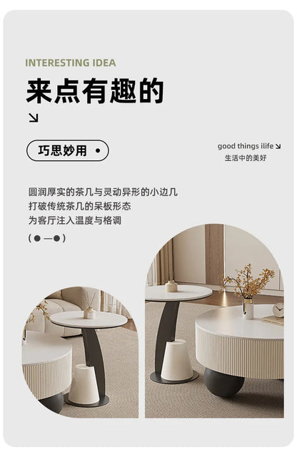 Round Designer Coffee Table Storage Nordic Aesthetic Minimalist Coffee Table Drawers Italian Simple Mesa Auxiliar Home...