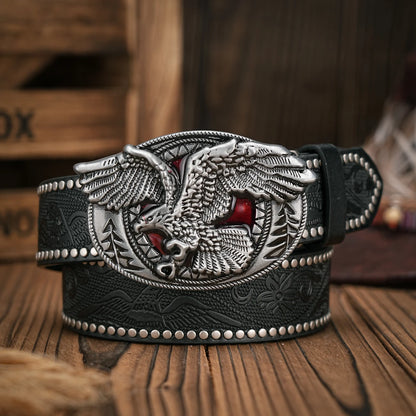 Men - Women - Western Denim - pu leather - Belt - Vintage jeans with needle buckle brown belt | Kimlud Mid Range Pants
