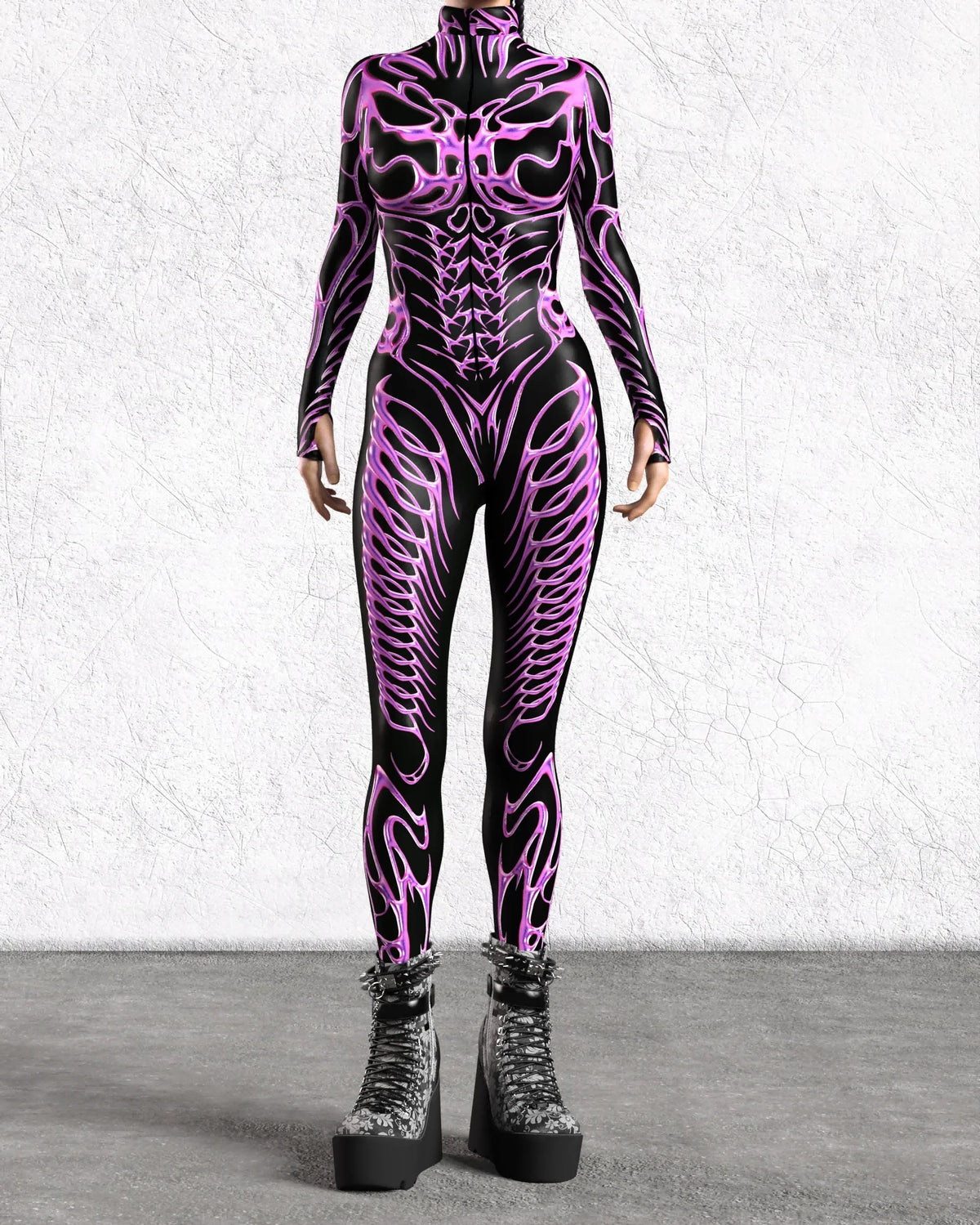Women 3D Painted Cosplay Jumpsuit Cyberpunk Muscle Bodysuit Halloween Carnival Party Performance Zentai Suit Aerial Yoga