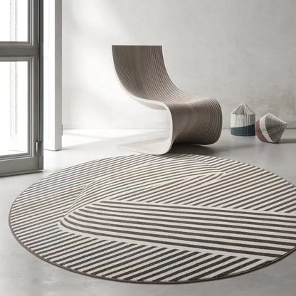 Home Thicken Non-slip Mat Modern Minimalist Carpets for Living Room Fluffy Soft Bedroom Decor Stripe Carpet Large Area Round Rug - Kimlud