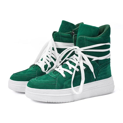 VIPOL Men's High-Top Shoes, Sports Shoes, Denim Boots, High-Top Versatile Thick-Soled Height-Increasing Sneakers