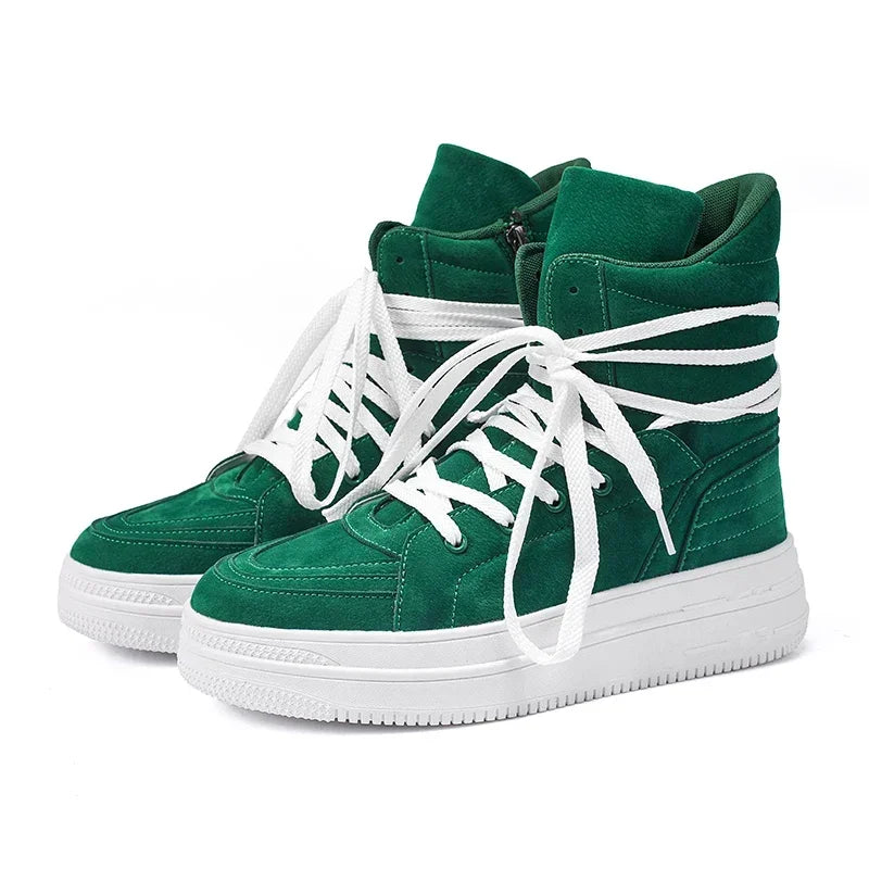 VIPOL Men's High-Top Shoes, Sports Shoes, Denim Boots, High-Top Versatile Thick-Soled Height-Increasing Sneakers