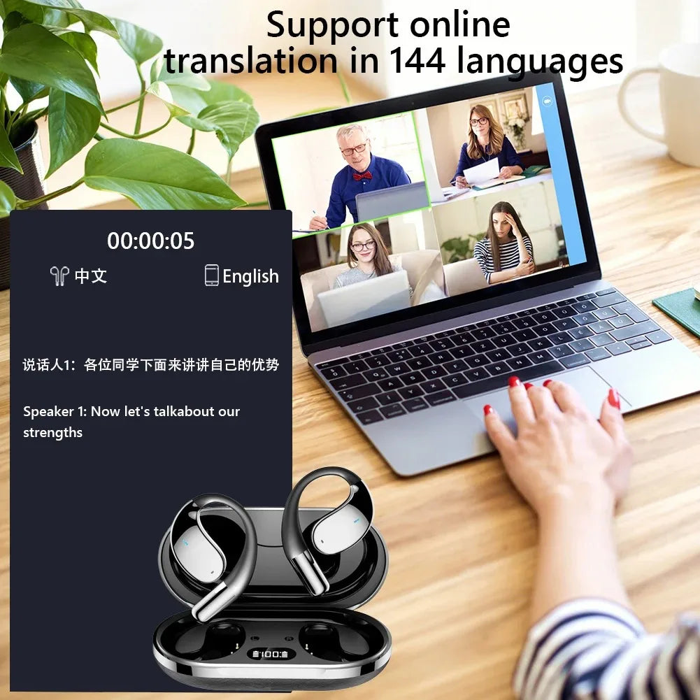 Wireless Translation Earbuds HIFI Bass ENC Noise Reduction 144 Languages Real Time Ai OWS Open Bluetooth 5.4 Headphones...
