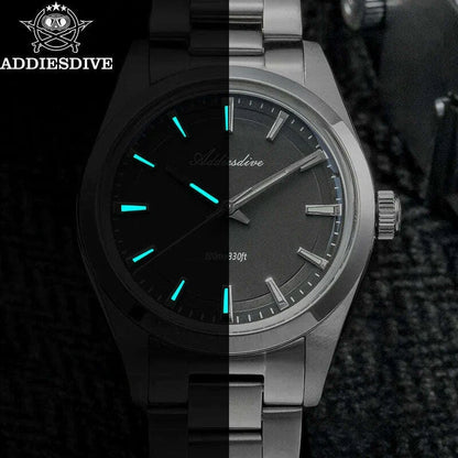 ADDIESDIVE 36MM Simple Stainless Steel Men's Watch Bubble Mirror Glass Luxury Quartz Watches 100M Waterproof AD2066 Reloj Hombre