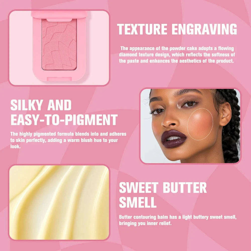 Butter Blush Single Color Matte Natural Cheek Tint Waterproof Face Contouring Cosmetics Blush Powder Face Soft Female Makeup