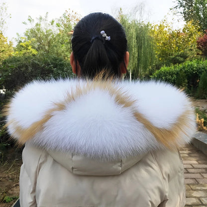 Super Large 100% Real Fox Fur Collar Hood Decor Fur Collar For Down Coat Women Winter Warm Fur Scarf Shawl Luxury