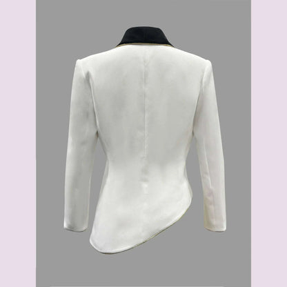 Fall Women’s Jacket Outerwear 2025 Spring Elegant Lapels Long Sleeves Single Button Slim Asymmetrical Ladies Clothing Tops