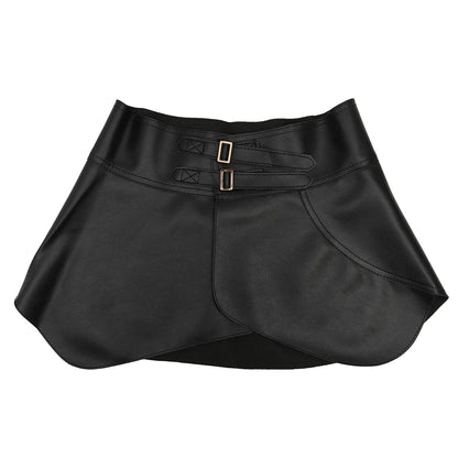 Gothic Waist Seal Women's Overlap Leather Skirt Exaggerated Ultra-Wide Belt Leather Decorative Jeans Waist Skirt |...