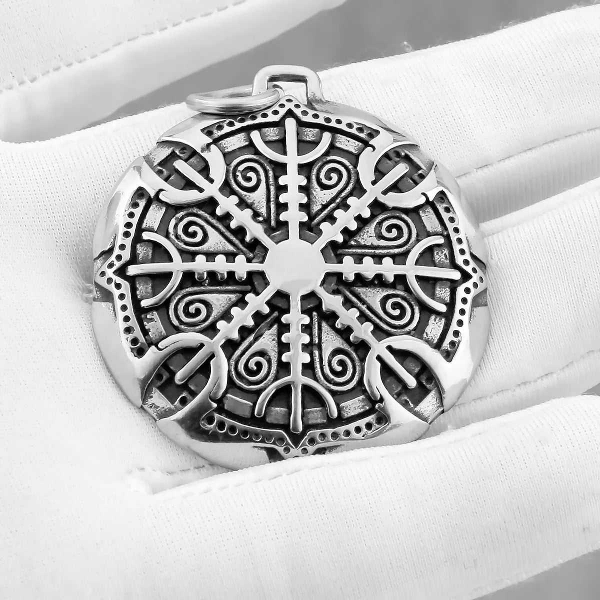 Viking Awe Helm Rune Necklace Stainless Steel Men Vegvisir Amulet Pendant Necklace Scandinavian Vintage Charm Jewelry Wholesale