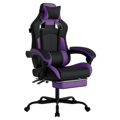 Ergonomic Massage Gaming Chair with Footrest Headrest Lumbar Support High Back PVC Leather 300LBS, Customized