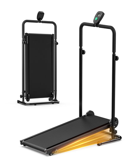 Non-Electric Treadmill with Dual Flywheel & Fixed Incline - Motorless Treadmill with LCD Monitor,Non-Slip Belt,for Home/Gym Use - Kimlud