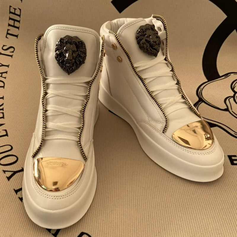 original shoes brand high top casual shoes for man zip decoration casual sneakers mens ankle boots sports hip-hop running shoes - Kimlud