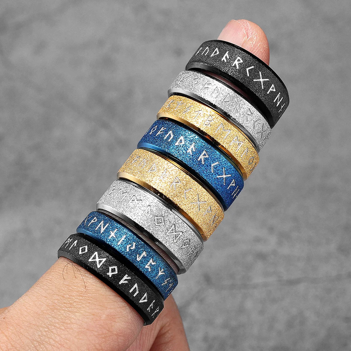 Viking Runes Simple Matte Shiny Stainless Steel Men Rings Punk New In For Male Women Fashion Jewelry Creativity Gift Wholesale
