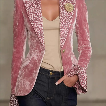 Luxury Solid Color Velvet Blazer For Women Single Breasted Female Blazer Jacket Slim Fit Office Lady Outerwear Coat