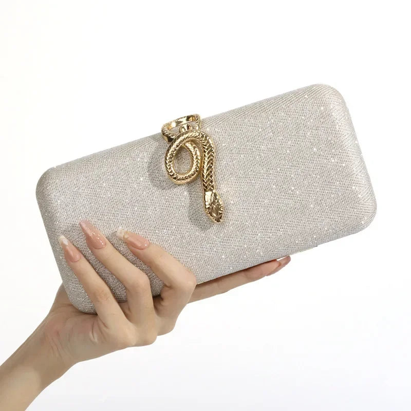 Classic Snake Buckle Evening Purse Women's Sparkling Clutch Bag Annual/wedding Party Handbag Elegant Square Box Bag...