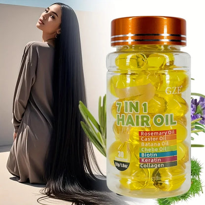 GZE 7-IN-1 Hair Oil Enriched With Rosemary Oil Castor Oil Batana Oil Chebe Oil Biotin Keratin Collagen Hydrating...