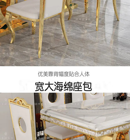 Kitchen Marble Dining Table Restaurant Side Chairs Living Room Study Dining Table Writing Office Muebles Commercial Furniture - Kimlud
