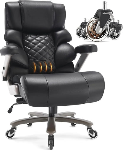 700lbs Big and Tall Office Chair-Large Computer Chair with Adjustable Lumbar Support 3D Flip Arms Plus Size Wheels,